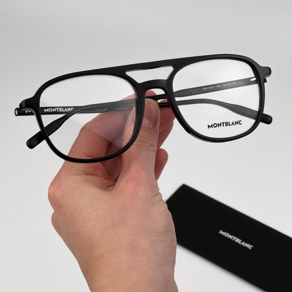 Montblanc Men Eyeglasses Black Pilot Frame | Model MB0198O 001